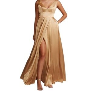Elegant Gold Evening Gown
